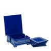Desert Art MDF Hand Painted Blue Tea Coaster Set with 6 Coasters and Holder