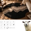 Handmade Round Natural Wool Rug Abstract Canyon Black 4 Feet Carpet