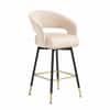 Doe Buck Mixoy Velvet Bar Stool in Emerald Beige Colour with Gold Accents