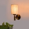 Devansh Metal Electric Wall Light in Gold Colour with Beige Shade Count of 1 Light