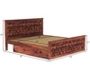 Moglis Solid Wood Queen Size Bed With Drawer Storage Bed In Teak Finish