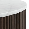 Aurora Round White Marble And Solid Wood Coffee Table In Java Walnut Finish