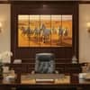 The Castle Decor Running Horses Vastu Wall Painting Design 9 Wooden Framed 27x48 Inch