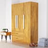 Hexa Red Wooden 3 Door Wardrobe with 2 Drawers and Hanging Space in Giant Wood Colour