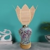 Devansh Lotus Bamboo Shade Lamp With Wood & Mosaic Glass Base For Decoration /Office/Home/Gifting/Study For Office/Home/Gifting -(12X12X19.25) Inches -