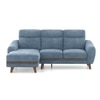 Ronan Left Aligned 3 Seater Sectional Fabric Sofa In Denim Blue Colour