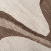Handmade Wool Shaped Rug Modern Abstract Wave Brown Beige 8 x 10 Feet Carpet