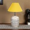 Yellow cotton with White Brushed Wood Table Lamp
