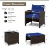 Carry Bird Wicker Patio Furniture Outdoor Balcony Chairs In Brown And Navy Blue Colour