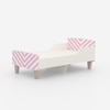 Minimalist Kids Toddler Bed in White and Pink Stripes