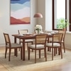 Dane Solid Wood Dining Table 6 Seater with 6 Reed Cane Dining Chairs (Finish: Honey, Colour: Macadamia Brown)