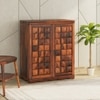 Keaton Sheesham Wood Bar Cabinet in Honey Oak Finish