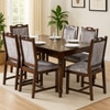 Globally Indian Compact Wooden 6 Seater Dining Table Set – Comfortable 6 Upholstered Seat and Back in Grey Sapphire