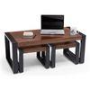 Altura Rectangular Solid Wood Coffee Table With Nested Stools In Two Tone Finish