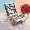Natwest Sheesham Wood Relaxing Maachi Chair in Black & White Canning