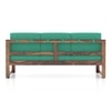 Korai Plus 3 Seater Sofa in Teak Finish & Lagoon Green Fabric