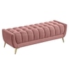 Hoslo Velvet 2 Seater Ottoman Bench in Peach Color