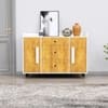 Hexa Red Multipurpose Storage Cabinet With 3 Drawer 2 Door in Frosty White And Giant Wood Colour