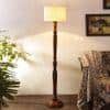 Brandy Brown Cotton Shade Floor Lamp