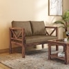 Alden 2 Seater Wooden Sofa (Peanut Brown Velvet)