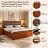 Vrinda Solid Wood King  Size Bed With Hydraulic Storage (Honey Oak Finish)