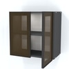 Aluminium Black Profile 2 Brown Tinted Glass Handless Shutters Wall Cabinet In Slate Grey Finish