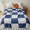 Javi White & Blue Checkered Cotton Double Bed Dohar Reversible 2 Layer Size 240 X 220 Cms