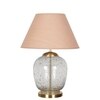 SECRET Water Droplets On Glass and Brass Finish Metal Large Table Lamp With Beige Cotton Shade