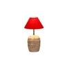 Red cotton with White Brushed Wood Table Lamp