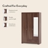 Hilton 3 Door 2 Drawer Wardrobe With Mirror and Lock in Chestnut Acacia Finish