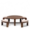 Nashville Sheesham Wood Accent Coffee Table Set With 4 Stools In Provincial Teak Finish With Beige Velvet Cushions