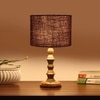 Devansh Brown Jute   Table Lamp With  Wood Natural Base (7X7X15.5 Inches)-17