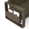 Moreno 1 Seater Solid Wood Sofa in Danish Walnut Finish and Juniper Green Fabric