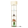 Devan Metal Multiutility Shelf Floor Lamp With Off White Cotton Shade