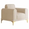 Josbert Velvet 1 Seater  Sofa In Cream Colour
