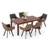 Atlas Solid Wood 6 Seater Compact Dining Table In Honey Finish With set of 6 Casey Swivel Dining Chair in Dual Tone