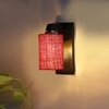 Devansh Solid Wood Electric Wall Light in Brown Colour with Maroon Shade Count of 1 Light