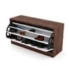 DCanape Spin 1 Engineering Wood Shoe Rack Dark Acacia Frosty White Finish
