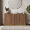 Dorian Engineered Wood Sideboard With Ceramic Top In Walnut High Gloss Finish