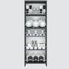 5 Open Shelves In Highland Pine Finish With Free Standing Tall Units.