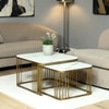 Metlax Square Metal Nesting Coffee Table Set Gold Finish White Porcelain Top Set Of 2