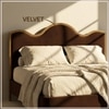 Solara Wave Luxe King Size Bed in velvet With Oak wood Frame & Hydraulic Storage
