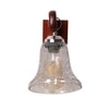 Devansh Solid Wood Electric Wall Light in Brown Colour with Transparent Shade Count of 1 Light