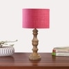 Devansh Pink Jute Table Lamp With Wood Natural Base (7X17.5 Inches)-11