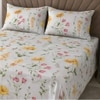 Niko White Floral 400 TC Cotton Flat Super King Size Bedsheet with 2 Pillow Covers – Threads