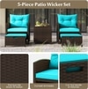 Carry Bird Wicker Patio Furniture Outdoor Balcony Chairs In Brown And Sky Blue Colour