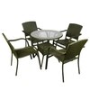 Wagga Wagga Wicker Table And Chair Set In  Dark Dreen Dual Tone Finish