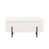 Doe Buck Luxury Boucle Storage Bench in White Colour with Black Metal Legs