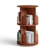 360° Rotating Bookshelf – 2 Tier Wooden Book Storage Rack, Brown Finish