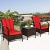 Carry Bird Wicker Patio Furniture Outdoor Balcony Chairs In Brown And Red Colour